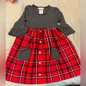 Bonnie Jean plaid Christmas dress - girls size 5- great used condition